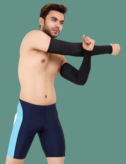 Image of NEVER LOSE Arm sleeves With Leather Gloves For Grip and UV Protection for Sports & Driving