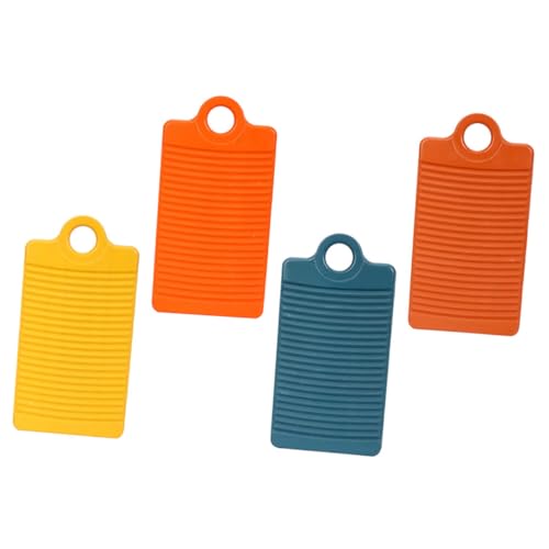 DECOMELODY 4個 防滑設計ミニ洗濯板点 手持ち用コンパクト洗濯用品 家用衣類手洗いボード 省エネ水節約機能付き 携帯便利な収納付き