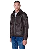 Koroshi Chaqueta cazadora efecto piel vuelta hombre, de color marron/brown, Talla XL