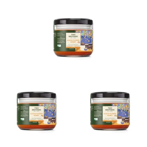 Image of Two Brothers Organic Farms Acacia Apiary Honey (350g) | Raw, Mono-Floral, Unfiltered & Unpasteurized | Natural, No Additives | Mild, Easily Digestible, Rich in Flavonoids (Pack of 3)