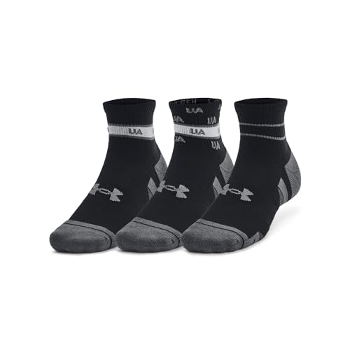 Under Armour 1382943-1-XL Unisex UA Performance Tech 3-Pack Quarter Socks Black XL
