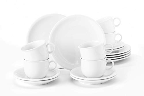 Seltmann Weiden servicio de café 18 piezas | Set para 6 personas | Serie Compact blanco | servicio incluye cada 6 plato…