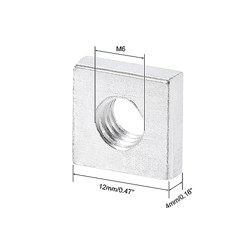 QUARKZMAN Quadratische Muttern, M6x12mmx4mm verzinkter metrischer Grobgewinde-Sortimentskasten, 25 Stück