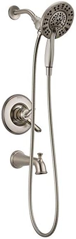 Delta Faucet Linden 17 Series Dual-Function Tub and Shower Trim Kit, Shower Faucet with 4-Spray In2ition 2-in-1 Dual Hand Held Shower Head with Hose, Stainless T17494-SS-I (Valve Not Included)