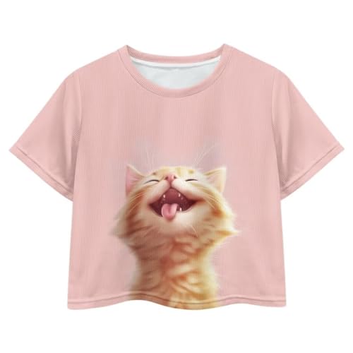 Image of Girl Crop Top Shirts for Summer Cute T Shirts Short Sleeve Tees for Kids 5-16