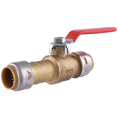 SharkBite Max 3/4 Inch Slip Ball Valve, Push to Connect Brass Plumbing Fitting, PEX Pipe, Copper, CPVC, PE-RT, HDPE, UR24736