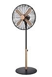 Russell Hobbs RHMPF1601WDB 16" Scandi Electric Pedestal Fan, Tall Standing Fan, 1m to 1.25m Height, 3 Speed Settings, Oscillating Fan & Adjustable Tilt, 60W, Black and Wood Effect