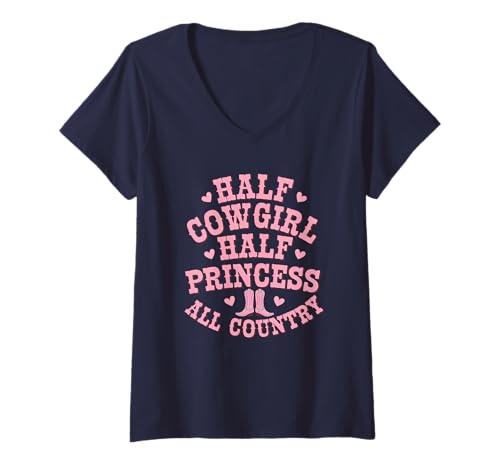 Femme Cowgirl Princess Country Line Dancing Western Horse Amoureuse T-Shirt avec Col en V