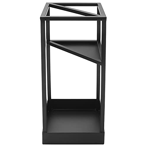 Mygift Geometric Modern Matte Black Metal Freestanding Large & Small Umbrella Holder Stand Storage Rack #TOP5