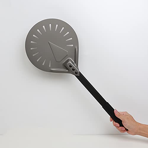 Fenteer Espátula de pizza profissional com alça longa perfurada para pá de pizza - 20 cm