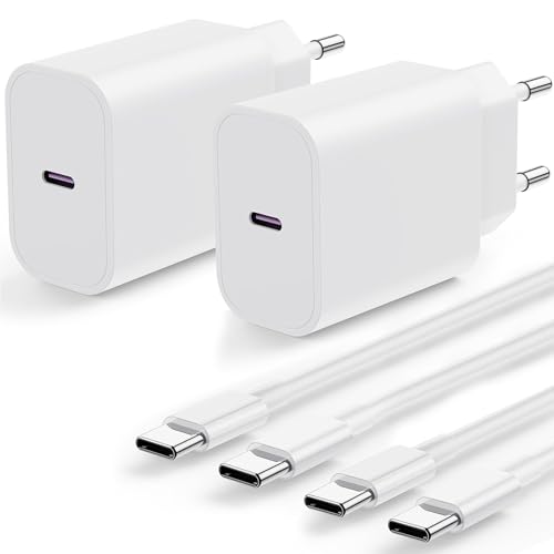 iPhone 17 16 Schnellladegerät 2Pack 20W USB C Ladegerät für Apple iPhone 17 Pro Max/17 Air/16 Plus/15 iPad Pro 12.9/4th/Air/Mini/6 Gen iPad Ladestecker Adapter Netzteil mit 2M Typ C Ladekabel Lang