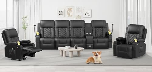 YONISEE Recliner Sofa Set with Massage and Heat