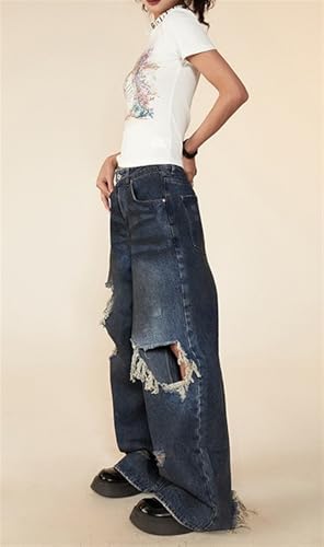 Women's Y2k Ripped Jeans Baggy Harajuku Aesthetic Denim Trousers Streetwear Oversize Jean Pants Vintage Clothes2