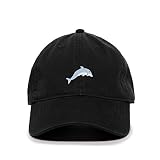 Dolphin Baseball Cap Embroidered Cotton Adjustable Dad Hat Black