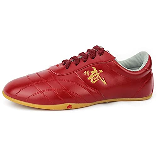 fayengan Scarpe Taichi Kong Fu, Scarpe Taekwondo Unisex per Formazione Boxing Karate (Color : Red, Size : 39 EU)