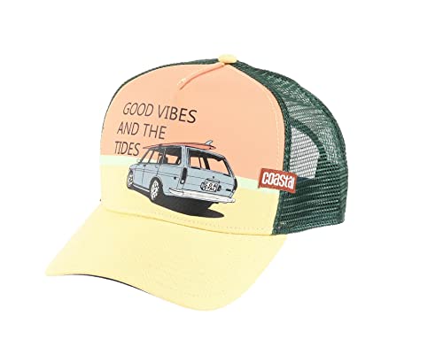 Coastal Vibes and Tides Sun Yellow HFT Trucker Cap - One-Size