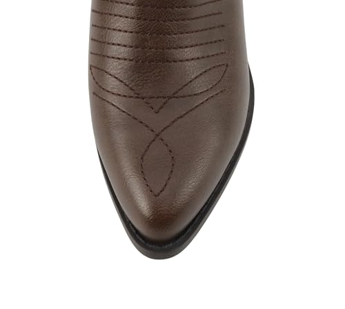 Image of Soda inchTELLER inch ~ Women's Western Cowboy Boots with Stitched Detailing, Pointed Toe, and Low Block Heel