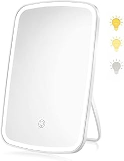 keilend Lighted Makeup Mirror with 68 LED Lights, LED Vanity Mirror with Touch Screen, 3 Colors Lighting Modes & USB Rechargeable, Portable Tabletop Cosmetic Make Up Mirror, Gifts for Girl Women