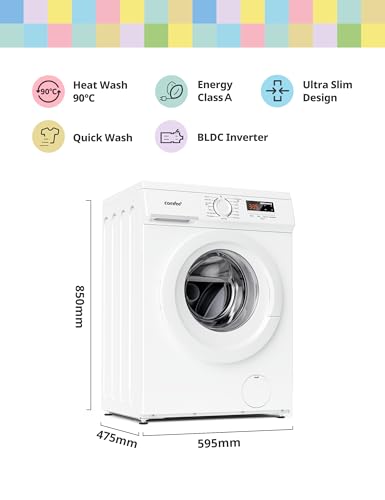 COMFEE' Freestanding Washing Machine,8KG Load,1400RPM,Heat Wash,Quick Wash,BLDC Durable Inverter Motor,White-CFE12EW80/W - Image 2