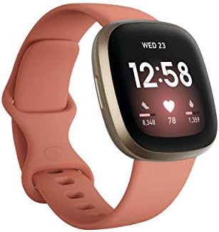 Fitbit Versa 3 Health & Fitness Smartwatch with GPS, 24/7 Heart Rate, Alexa Built-in, 6+ Days Battery, Pink/Gold, One Size (S & L Bands Included)