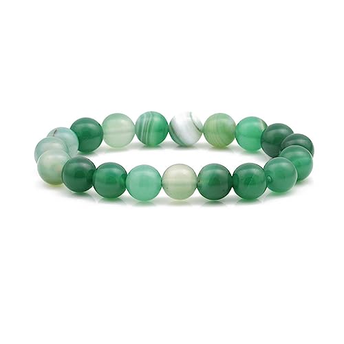 Bracelet d'agate de ligne en pierres naturelles de calcédoine 10mm