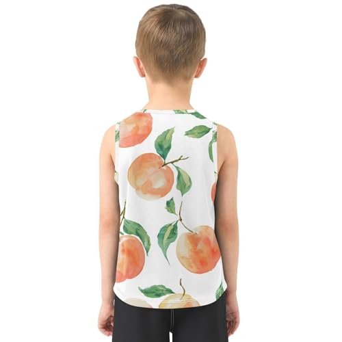 susiyo Peach Watercolor Pattern Boys Sleeveless Tank Top Girls Athletic T Shirt3