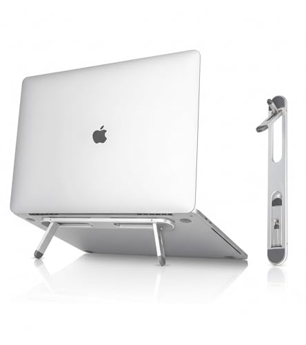 Image of Enclave Laptop Stand Adhesive Invisible Aluminum Computer Riser for Desk Adjustable Notebook Mount Stable for Tablets Laptops Keyboard 10-15.6 Tabletop. (Grey)