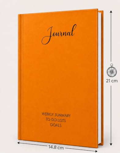 Image of Unruled Premium Hardcover Journal Notebook | Weekly Summary, To-Do Lists & Goal Planner | Undated Productivity Journal | A5 Size, Smooth Writing Pages | 100gsm Thick Paper, 80 Sheets /160 Pages Per Book | Elegant Notebook for Work, Study & Personal Planning (ORANGE, Unruled)