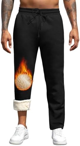 TMEOG Thermo Jogginghose Herren Baumwolle Sweatpants Warme Winterhose Freizeithose Trainingshose Gefütterte Sherpa Hose Flauschig Kuschelhose Haushose Fleecehose für Herren