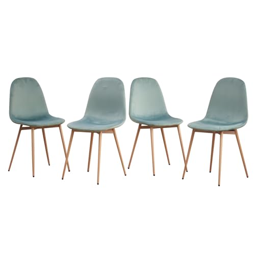 Uderkiny Juego De 4 Sillas De Comedor De Terciopelo Para Oficina, Salón, Comedor, Dormitorio, Asiento De Terciopelo, Patas De Hierro Metal Verde, 4