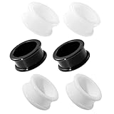 XIMAX 6PCS Thick wall Silicone Ear Gauges Flexible Ear Tunnels Plugs Double Flared Flesh Stretchers Expander Black White Clear Ear Tunnels Piercing Jewelry for Women Men 3/4'