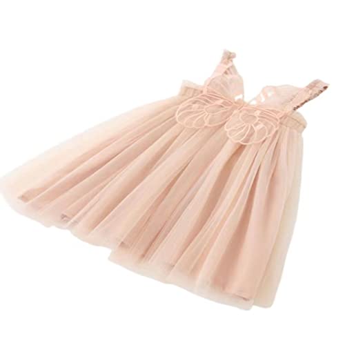 Layered Tulle Tutu Dress For Toddler Girls,Baby Girl Sleeveless Butterfly Wing Dresses Fairy Tutu Princess Skirt Set Champagne #TOP7