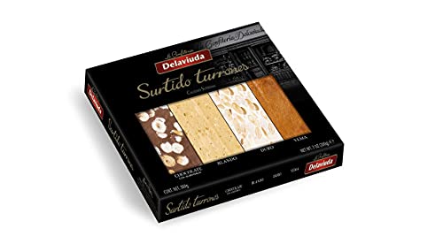 Delaviuda, Surtido de Turrones Navideños, Turrón Duro, Blando, Yema y Chocolate con Almendras, 380 Gramos