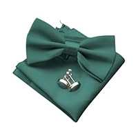 YAFLUG Papillon Da Uomo Con Fazzoletto E Gemelli, In Seta Verde Set Elegante Da Uomo Con Papillon In Seta Verde, Fazzoletto In Seta Verde E Gemelli Eleganti Per Eventi