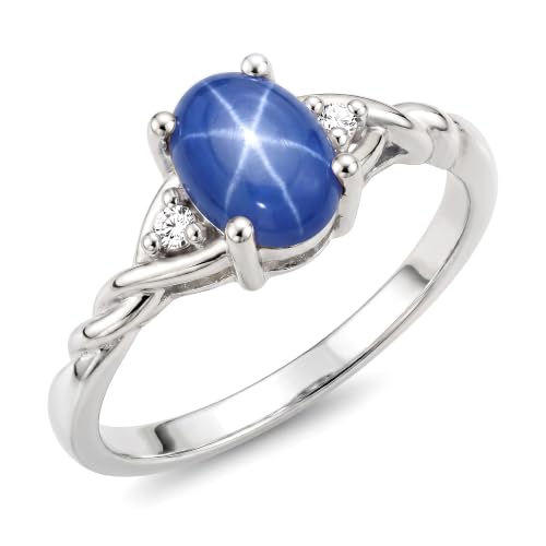 Image of Rylos Sterling Silver Classic Birthstone Ring - 7X5MM Oval Gemstone & Diamonds - Women's Jewelry, Sizes 5-10