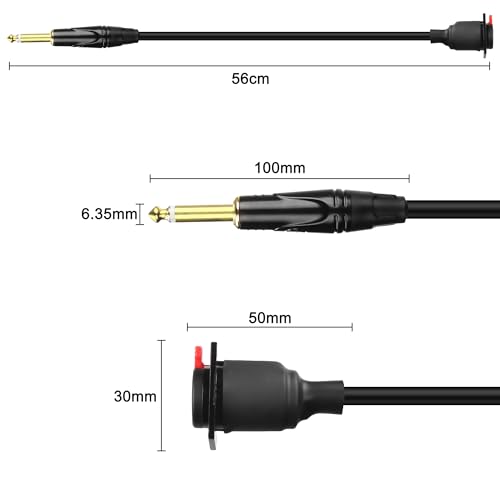 Cable de audio Jack 6.35mm TS 0.5 m Panel Mount macho a hembra miniatura 2