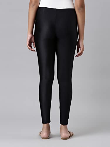 Image of GO COLORS Girls Solid Mid Rise Slim Fit Shimmer Leggings