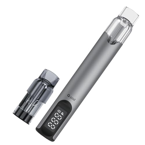 Q pod cigarrillo electrónico recargable para vaper, kit vaper sin líquido, 400mAh, 2ml, plateado fino, rellenable fácilmente, portátil, elegante, ideal uso diario