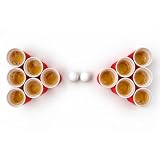 PARENCE. Zestaw Shooter Beer Pong z 14 częściami – Mini Beer Pong – 12 mini czerwonych kubków 60 ml oraz 2 kulki – akcesoria do beer ponga na imprezy, przyjęcia, urodziny i wydarzenia