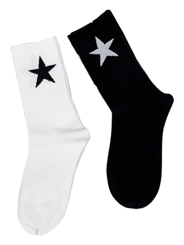 Verdusa Women's 2 Pairs Checkered Mid Calf Socks Vintage Graphic Printed Crew Socks