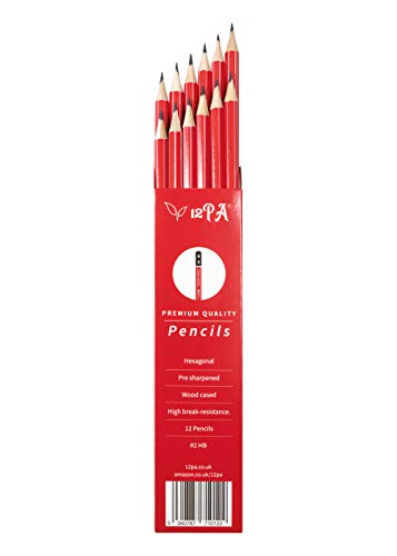 12-HB-Pencils-for-Children-Pencils-for-School-Kids-Writing-Pencils-Hexagonal-Wood-Cased-Everyday-Office-use-Black-Lead-12