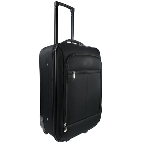 18 Inch Softside Pilot Case Carry-On Luggage - Black Expandable Airline Approved Underseat Bag