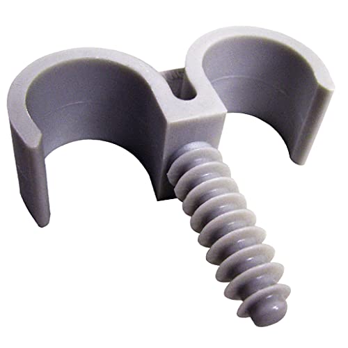 Bricoloco Abrazadera doble de nylon para sujección de tubos, conductos y cables. Taco grapa de sujección doble de tubos o cables. Taladro broca de 8 mm (20, 16 mm)