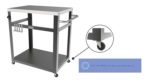 NUUK Double-Shelf Movable Outdoor Dining Cart Table, 20\" x 30\" Stainless Steel Commercial Multifunctional Kitchen Food Prep Worktable on Wheels - Thumbnail 5