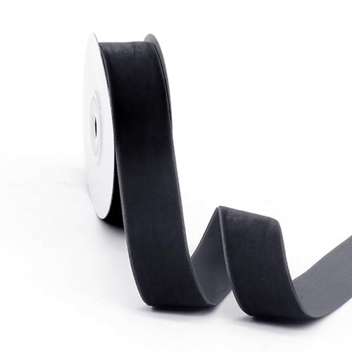 2.5cm Black Velvet Ribbon, 10 Yards Craft Velvet Ribbon Vintage Gift Wrap Ribbons, Vintage Spool Fabric Ribbons, Wide Ribbons Gift Wrap-Ribbons for Wreath Decoration, Bow Making, Crafts - Image 7