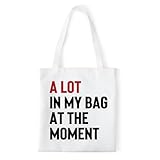 QualityLife Tay White Tote Bag Singer Merch Cosmetic Bag for Fans,A Lot In My Tote Bag Womens Birthday Gifts