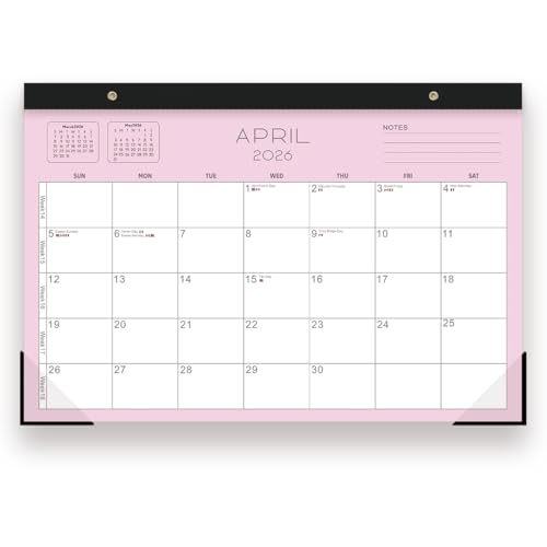 FZD 2026 desk calendar 17x12 Inch-Wall & Desk Planner Dual-Use Design 18-Month Use clear plastic cover(pink)