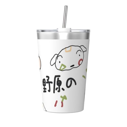 タンブラー 340ml クレヨンしんちゃん 水筒 保温保冷 マグボトル 魔法瓶 ステンレス製 コーヒーカップ コンビニマグ 広口 直飲み 蓋付き ストロー付き おしゃれ 可愛い 洗いやすい 子供 車用 アウトドア用 プレゼント