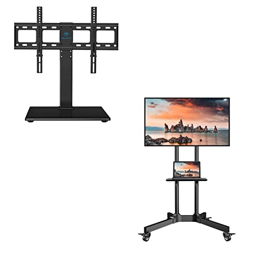 Mobile Tv Cart With Wheels For 32-85 Inch Flat Curved Screen Tvs- Ul Certificated Height Adjustable Rolling Tv Stand -Perlesmith Universal Swivel Tv Stand Base, Table Top Tv Stand For 37 To 65, 70 Inc #TOP7