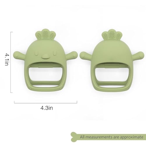 Image of Baby Teething Toy for 0-6 6-12 Months, Food Grade Silicone Teething Mitten, Anti Dropping Wrist Hand Teethers Baby Chew Toys for Sucking Needs, BPA Free Pack of 1 (Green)